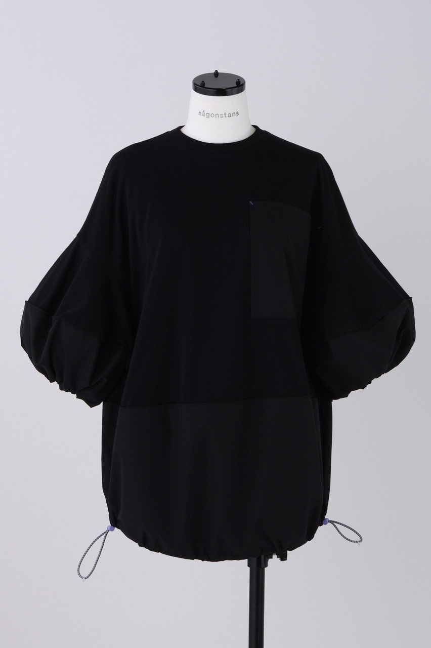 【ナゴンスタンス/nagonstans】のソフト天竺 ドロストバルーン T/SH Tシャツ インテリア・キッズ・メンズ・レディースファッション・服の通販 founy(ファニー) ファッション Fashion レディースファッション Fashion for Women トップス・カットソー Cut & Sew Tops シャツ・ブラウス・オフィスカジュアル Elegant Blouses & Button-Ups ロングTシャツ・Tシャツ Longline T-Shirts & Tees カットソー・ベーシックTシャツ Cut-and-Sewn Tops / Stretch Tees & Basics コンビ Combo, Combination Style ショート Short, Short Length スリーブ Sleeve, Long Sleeve / Short Sleeve パターン Pattern, Design Print Black|ID: prp329100004039982 ipo3291000000035791743