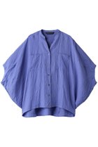 【ミズイロ インド/mizuiro ind】のlinen stand collar cocoon shirt シャツ ブルー|ID:prp329100004040008