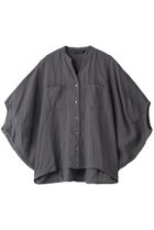 【ミズイロ インド/mizuiro ind】のlinen stand collar cocoon shirt シャツ グレー|ID:prp329100004040008
