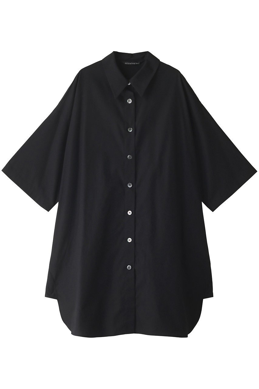 【ミズイロ インド/mizuiro ind】のhalf slv wide shirt OP ワンピース インテリア・キッズ・メンズ・レディースファッション・服の通販 founy(ファニー) 　ファッション　Fashion　レディースファッション　WOMEN　ワンピース　Dress　チュニック　Tunic　チュニック　Tunic　エレガント 上品　Elegant　半袖　Short Sleeve　ブラック|ID: prp329100004040010 ipo3291000000026950038