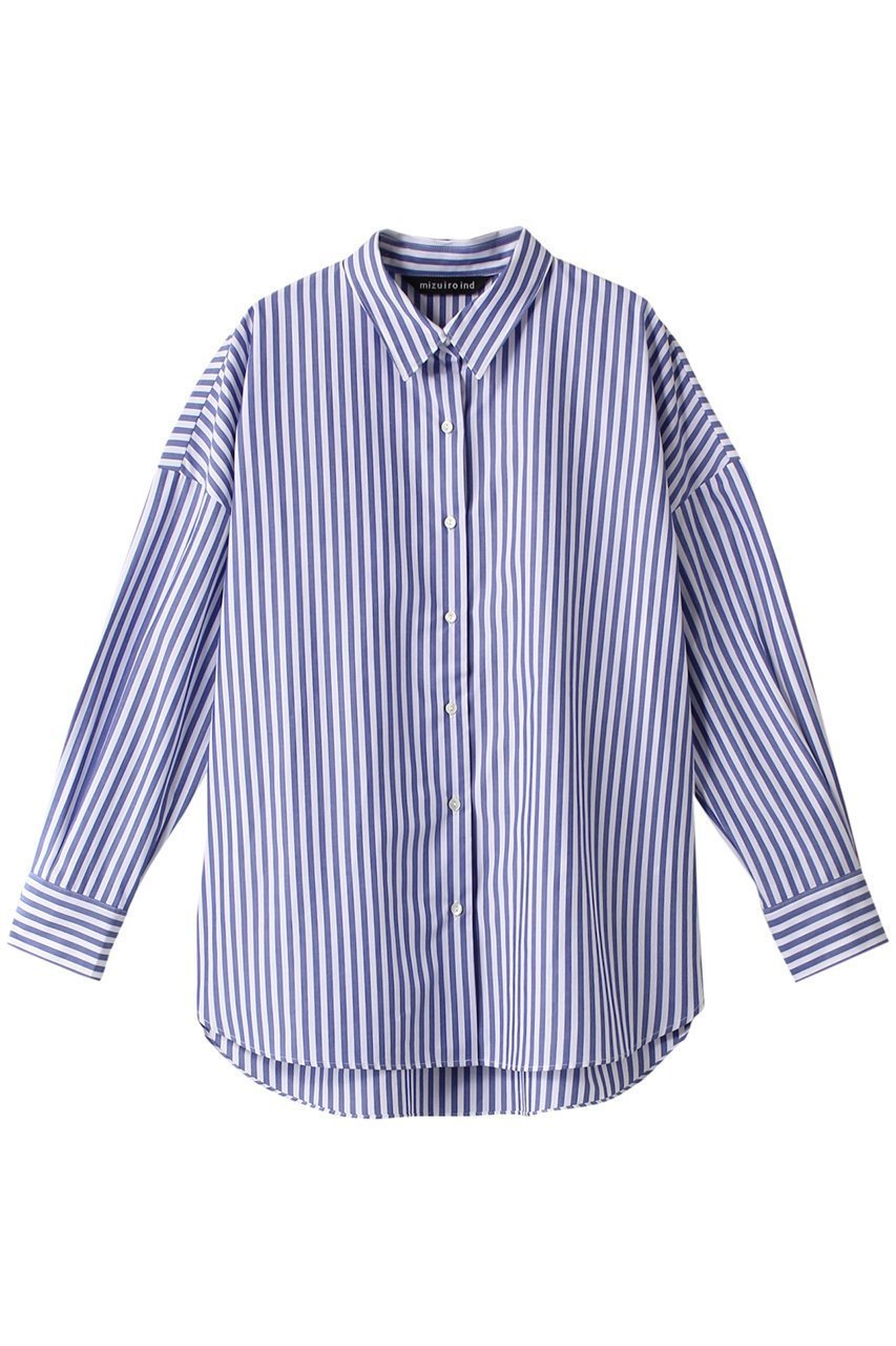 【ミズイロ インド/mizuiro ind】のstripe wide shirt シャツ インテリア・キッズ・メンズ・レディースファッション・服の通販 founy(ファニー) 　ファッション　Fashion　レディースファッション　WOMEN　トップス・カットソー　Tops/Tshirt　シャツ/ブラウス　Shirts/Blouses　ストライプ　Stripe　スリーブ　Sleeve　ロング　Long　エレガント 上品　Elegant　長袖　Long Sleeve　ブルー|ID: prp329100004040018 ipo3291000000029958556