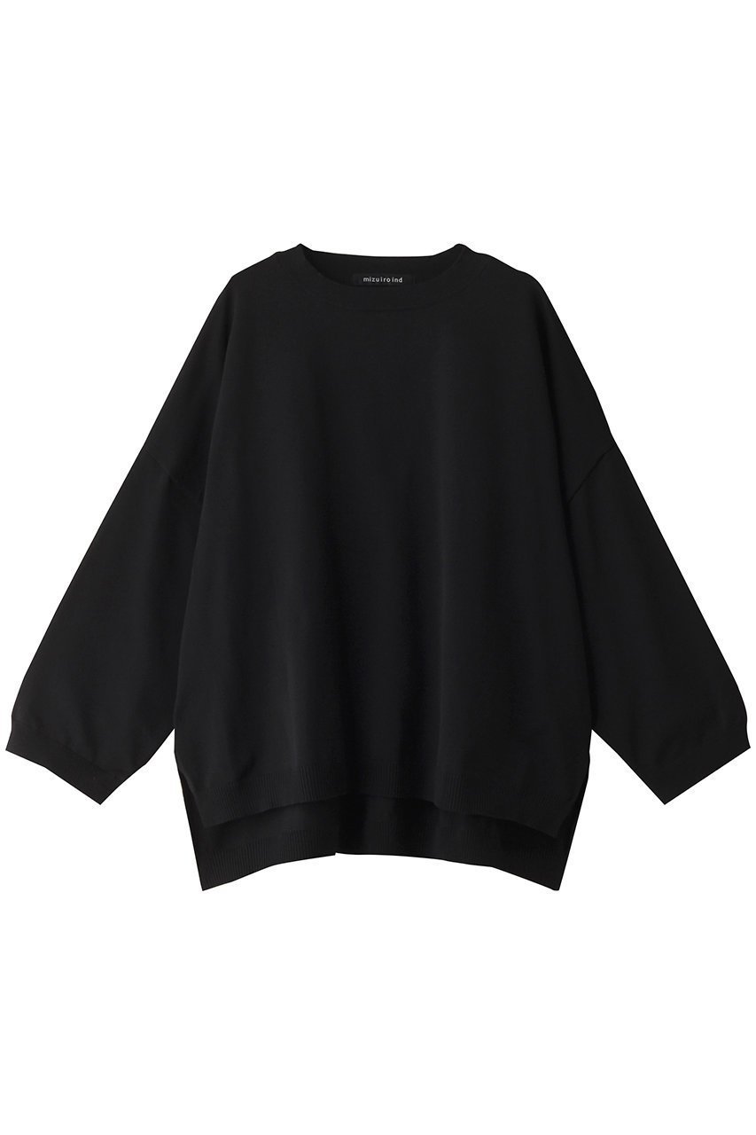 【ミズイロ インド/mizuiro ind】のcrew neck wide P/O プルオーバー インテリア・キッズ・メンズ・レディースファッション・服の通販 founy(ファニー) 　ファッション　Fashion　レディースファッション　WOMEN　トップス・カットソー　Tops/Tshirt　ニット　Knit Tops　プルオーバー　Pullover　カットソー　Cut And Sew　トレーナー　Trainer　定番　Standard　black|ID: prp329100004040024 ipo3291000000028425266