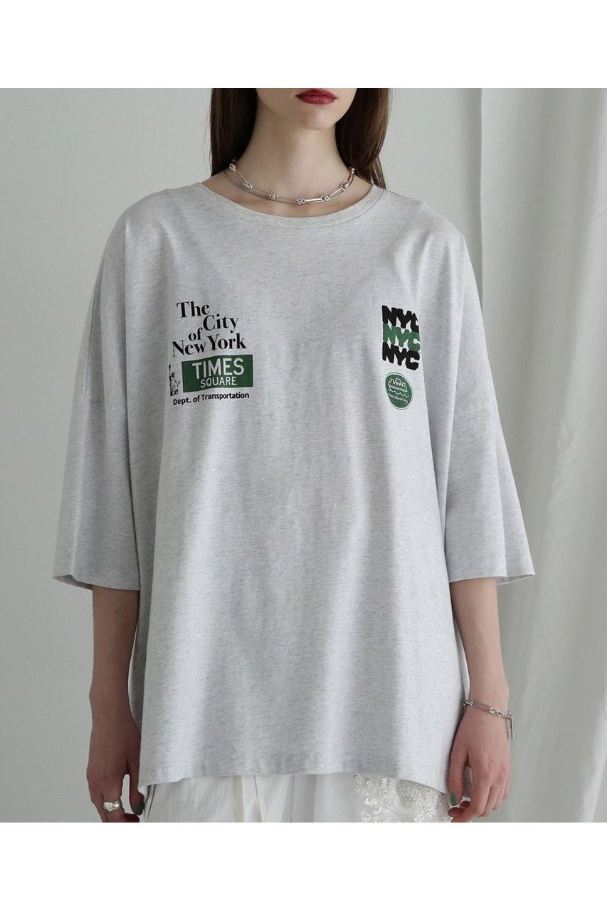 【ローズバッド/ROSE BUD】のNYCビッグTシャツ インテリア・キッズ・メンズ・レディースファッション・服の通販 founy(ファニー) 　ファッション　Fashion　レディースファッション　WOMEN　トップス・カットソー　Tops/Tshirt　シャツ/ブラウス　Shirts/Blouses　ロング / Tシャツ　T-Shirts　カットソー　Cut and Sewn　ショート　Short　スリーブ　Sleeve　ビッグ　Big　プリント　Print　モチーフ　Motif　グレー|ID: prp329100004040062 ipo3291000000026950723