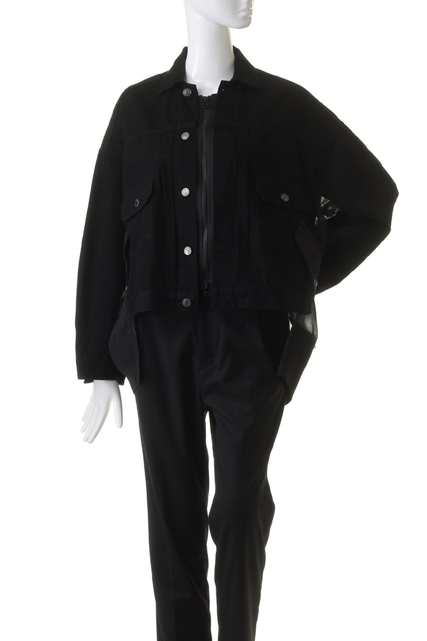 【ヒューエルミュージアム/hueLe Museum】の【STUMBLY】デニムオーガンジーコンビジャケット 人気、トレンドファッション・服の通販 founy(ファニー) 　ファッション　Fashion　レディースファッション　Fashion for Women　アウター　Coat / Outerwear Collection　レディースジャケット・軽アウター　Jackets　オーガンジー　Organza Fabric　コンビ　Combo, Combination Style　ジャケット　Jacket, Outerwear　デニム　Denim, Jeans Material　フロント　Front, Front Design　other-2|ID: prp329100004040096 ipo3291000000032955868