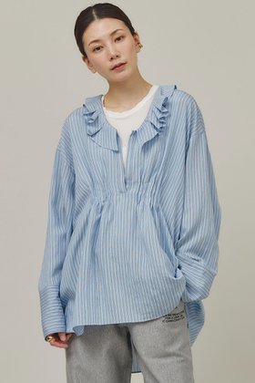 【カレンソロジー/Curensology】の〈C.S.G〉ストライプラッフルブラウス 人気、トレンドファッション・服の通販 founy(ファニー) ファッション Fashion レディースファッション WOMEN トップス・カットソー Tops/Tshirt シャツ/ブラウス Shirts/Blouses ストライプ Stripe スリット Slit スリーブ Sleeve トレンド Trend フランス France フリル Frills プリント Print ラッフル Raffle ロング Long 夏 Summer |ID:prp329100004040773