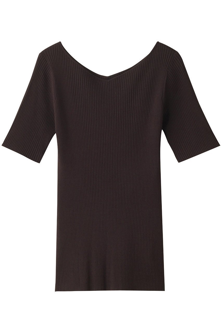 【リムアーク/RIM.ARK】のBoth v half sleeve tops/トップス インテリア・キッズ・メンズ・レディースファッション・服の通販 founy(ファニー) 　ファッション　Fashion　レディースファッション　WOMEN　トップス・カットソー　Tops/Tshirt　シャツ/ブラウス　Shirts/Blouses　ショート　Short　スリーブ　Sleeve　フロント　Front　ブラウン|ID: prp329100004041801 ipo3291000000032376762