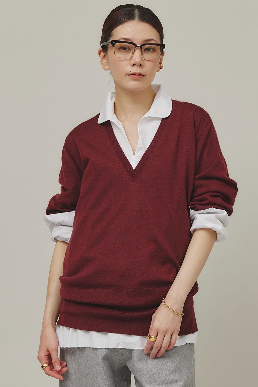 【カレンソロジー/Curensology】のファインウールVネックプルオーバー インテリア・キッズ・メンズ・レディースファッション・服の通販 founy(ファニー) 　ファッション　Fashion　レディースファッション　Fashion for Women　トップス・カットソー　Cut & Sew Tops　ニット　Knit Tops & Sweaters　カジュアルプルオーバー・ニットトップス　Pullovers & Knit Tops / Casual Pullovers　Vネックトップス　V-Neck Tops / V-Cut Neckline Shirts　おすすめ　Recommended / Our Picks　なめらか　Smooth, Silky Texture　シンプル　Simple, Minimal　タンク　Tank Top, Sleeveless Top　ボルドー|ID: prp329100004041847 ipo3291000000032927740