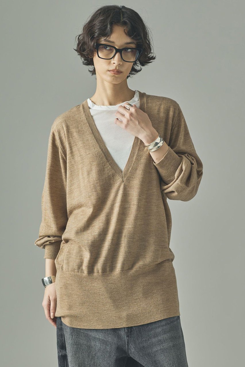 【カレンソロジー/Curensology】のファインウールVネックプルオーバー インテリア・キッズ・メンズ・レディースファッション・服の通販 founy(ファニー) 　ファッション　Fashion　レディースファッション　Fashion for Women　トップス・カットソー　Cut & Sew Tops　ニット　Knit Tops & Sweaters　カジュアルプルオーバー・ニットトップス　Pullovers & Knit Tops / Casual Pullovers　Vネックトップス　V-Neck Tops / V-Cut Neckline Shirts　おすすめ　Recommended / Our Picks　なめらか　Smooth, Silky Texture　シンプル　Simple, Minimal　タンク　Tank Top, Sleeveless Top　ベージュ|ID: prp329100004041847 ipo3291000000033330175