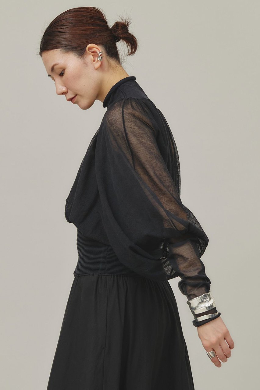 【カレンソロジー/Curensology】のシアーギャザーニットプルオーバー 人気、トレンドファッション・服の通販 founy(ファニー) 　ファッション　Fashion　レディースファッション　WOMEN　トップス・カットソー　Tops/Tshirt　ニット　Knit Tops　プルオーバー　Pullover　おすすめ　Recommend　アクセサリー　Accessories　ギャザー　Gather　コルセット　Corset　シアー　Sheer　ラグジュアリー　Luxury　other-2|ID: prp329100004041856 ipo3291000000031432425