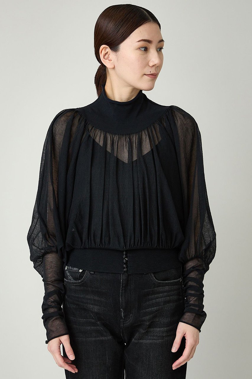 【カレンソロジー/Curensology】のシアーギャザーニットプルオーバー 人気、トレンドファッション・服の通販 founy(ファニー) 　ファッション　Fashion　レディースファッション　WOMEN　トップス・カットソー　Tops/Tshirt　ニット　Knit Tops　プルオーバー　Pullover　おすすめ　Recommend　アクセサリー　Accessories　ギャザー　Gather　コルセット　Corset　シアー　Sheer　ラグジュアリー　Luxury　other-7|ID: prp329100004041856 ipo3291000000031432449