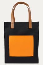 【クルニ/CULLNI】の【UNISEX】Leather Pocket キャンバストートバッグ ブラック&オレンジ|ID:prp329100004041862