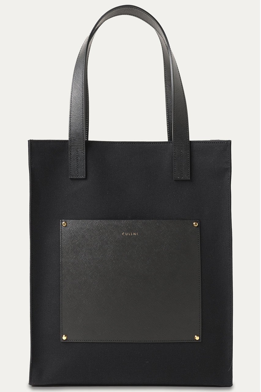 【クルニ/CULLNI】の【UNISEX】Leather Pocket キャンバストートバッグ インテリア・キッズ・メンズ・レディースファッション・服の通販 founy(ファニー) 　ファッション　Fashion　レディースファッション　Fashion for Women　バッグ　Bags　ユニセックス　Unisex, Genderless　トートバッグ　Tote Bag, Large Shoulder Bag　ポケット　Pocket, Pocket Detail　エレガント 上品　Elegant　ブラック|ID: prp329100004041862 ipo3291000000032793990