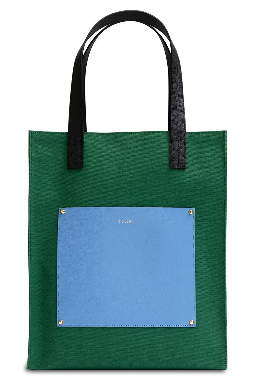 【クルニ/CULLNI】のLeather Pocket キャンバストートバッグ インテリア・キッズ・メンズ・レディースファッション・服の通販 founy(ファニー) 　ファッション　Fashion　レディースファッション　Fashion for Women　バッグ　Bags　ユニセックス　Unisex, Genderless　トートバッグ　Tote Bag, Large Shoulder Bag　ポケット　Pocket, Pocket Detail　エレガント 上品　Elegant　ミドルグリーン|ID: prp329100004041862 ipo3291000000035865865