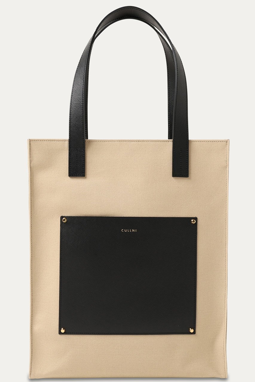 【クルニ/CULLNI】のLeather Pocket キャンバストートバッグ インテリア・キッズ・メンズ・レディースファッション・服の通販 founy(ファニー) 　ファッション　Fashion　レディースファッション　Fashion for Women　バッグ　Bags　ユニセックス　Unisex, Genderless　トートバッグ　Tote Bag, Large Shoulder Bag　ポケット　Pocket, Pocket Detail　エレガント 上品　Elegant　グレージュ|ID: prp329100004041862 ipo3291000000035865867