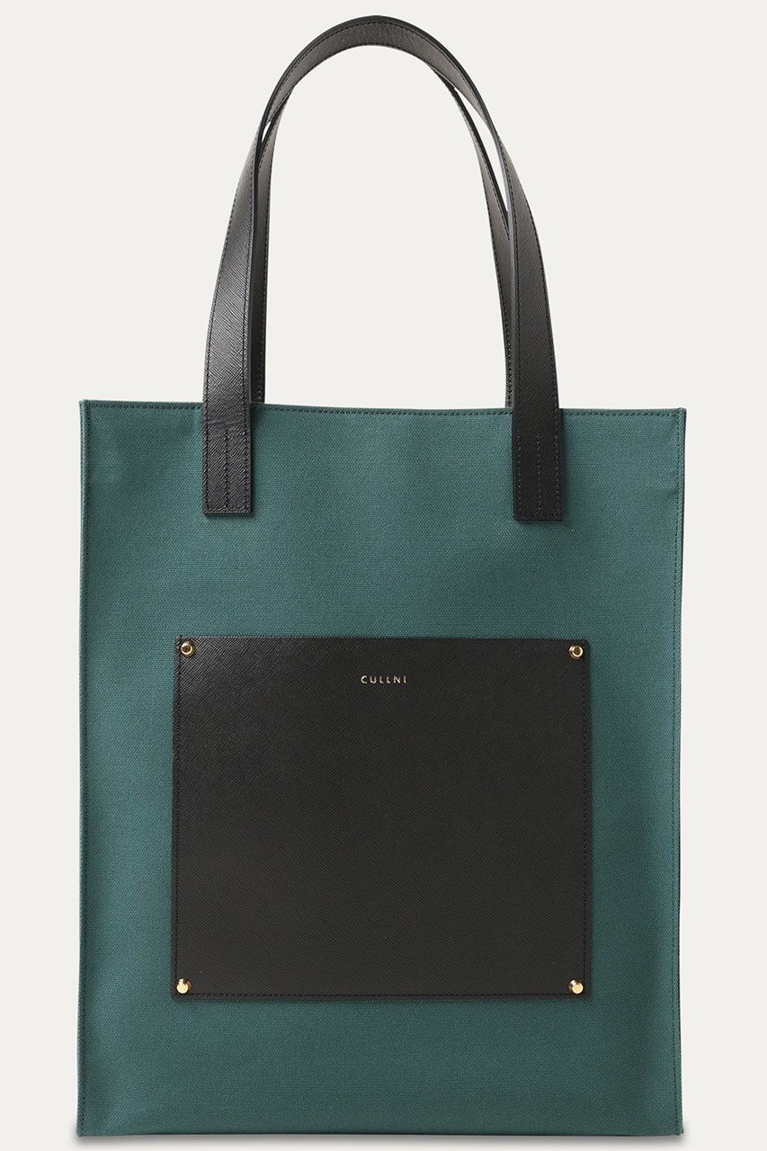 【クルニ/CULLNI】のLeather Pocket キャンバストートバッグ インテリア・キッズ・メンズ・レディースファッション・服の通販 founy(ファニー) 　ファッション　Fashion　レディースファッション　Fashion for Women　バッグ　Bags　ユニセックス　Unisex, Genderless　トートバッグ　Tote Bag, Large Shoulder Bag　ポケット　Pocket, Pocket Detail　エレガント 上品　Elegant　グリーン|ID: prp329100004041862 ipo3291000000035865868