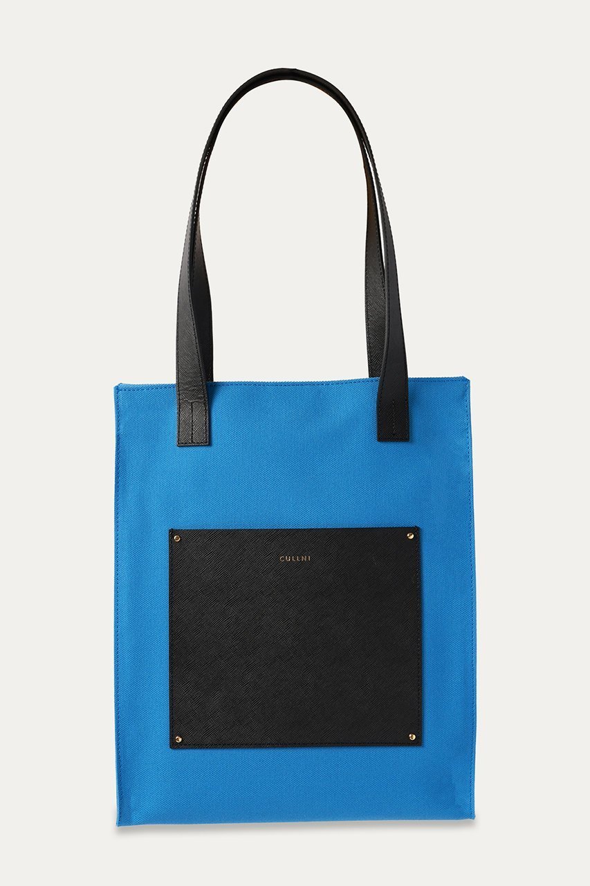 【クルニ/CULLNI】の【UNISEX】Leather Pocket キャンバスミニトートバッグ インテリア・キッズ・メンズ・レディースファッション・服の通販 founy(ファニー) 　ファッション　Fashion　レディースファッション　WOMEN　バッグ　Bag　ユニセックス　Unisex　トートバック　Tote Bag　ポケット　Pocket　エレガント 上品　Elegant　再入荷　Restock/Back In Stock/Re Arrival　ブルー×ブラック|ID: prp329100004041882 ipo3291000000031065895