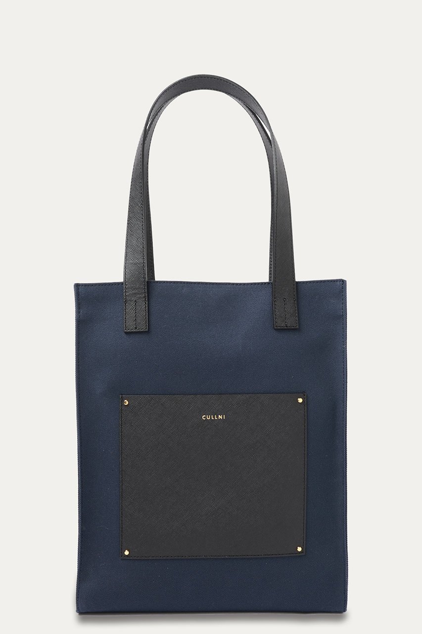 【クルニ/CULLNI】の【UNISEX】Leather Pocket キャンバスミニトートバッグ インテリア・キッズ・メンズ・レディースファッション・服の通販 founy(ファニー) 　ファッション　Fashion　レディースファッション　Fashion for Women　バッグ　Bags　ユニセックス　Unisex, Genderless　トートバッグ　Tote Bag, Large Shoulder Bag　ポケット　Pocket, Pocket Detail　エレガント 上品　Elegant　ネイビー|ID: prp329100004041882 ipo3291000000032782969