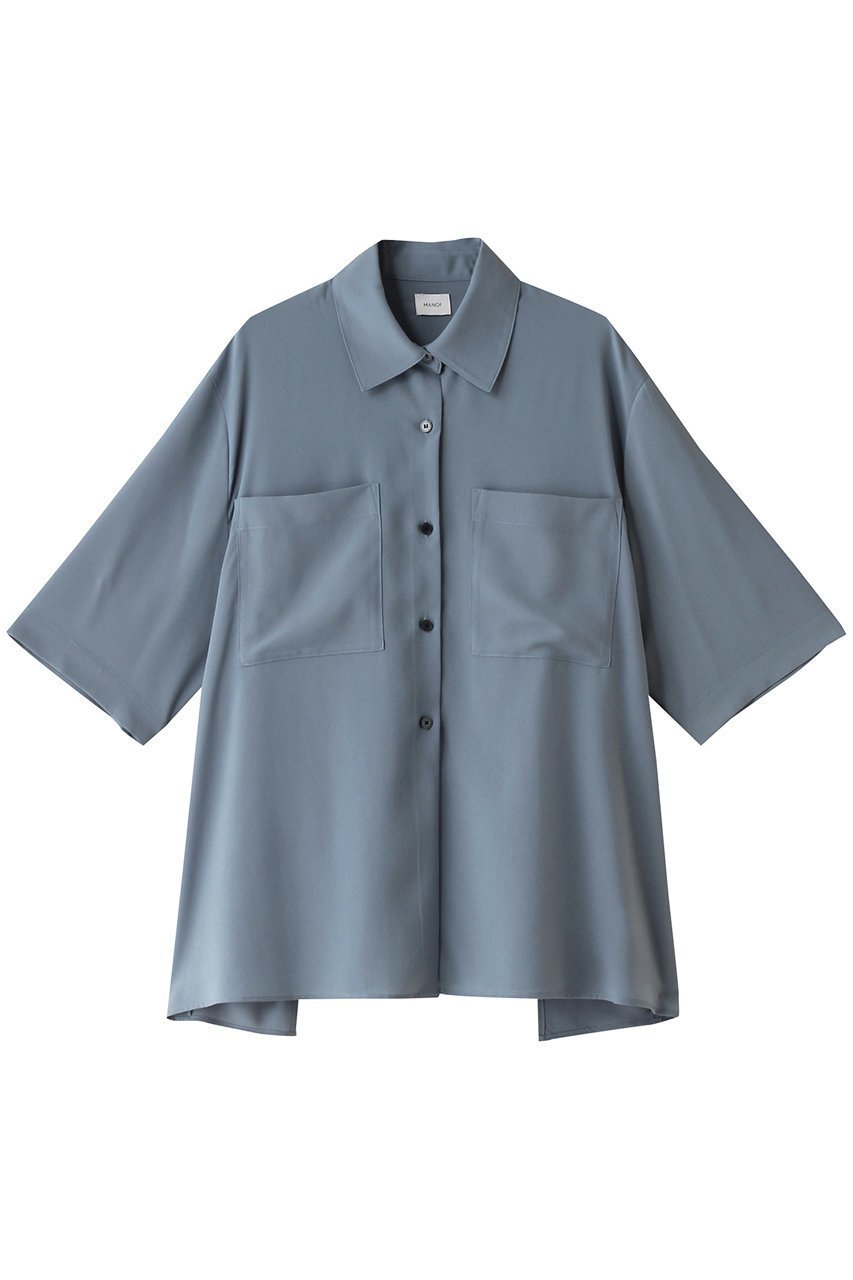 【マノフ/MANOF】のBACK LAYER SHIRT/シャツ インテリア・キッズ・メンズ・レディースファッション・服の通販 founy(ファニー) 　ファッション　Fashion　レディースファッション　WOMEN　トップス・カットソー　Tops/Tshirt　シャツ/ブラウス　Shirts/Blouses　ショート　Short　シンプル　Simple　スリット　Slit　スリーブ　Sleeve　フェミニン　Feminine　フロント　Front　羽織　Haori　BLUE|ID: prp329100004043175 ipo3291000000027745666