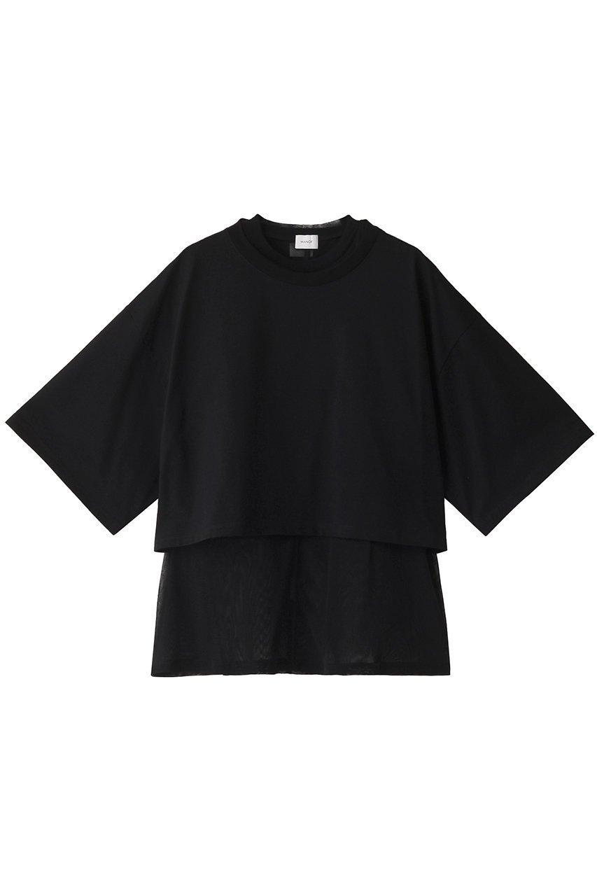 【マノフ/MANOF】のMESH LAYERED CUT TOPS/トップス インテリア・キッズ・メンズ・レディースファッション・服の通販 founy(ファニー) 　ファッション　Fashion　レディースファッション　Fashion for Women　トップス・カットソー　Cut & Sew Tops　シャツ・ブラウス・オフィスカジュアル　Elegant Blouses & Button-Ups　ロングTシャツ・Tシャツ　Longline T-Shirts & Tees　カットソー・ベーシックTシャツ　Cut-and-Sewn Tops / Stretch Tees & Basics　ショート　Short, Short Length　スリーブ　Sleeve, Long Sleeve / Short Sleeve　タンク　Tank Top, Sleeveless Top　トレンド　Trend, Trending Now　メッシュ　Mesh, Net Fabric　モノトーン　Monotone, Black and White　BLACK|ID: prp329100004043176 ipo3291000000032925689