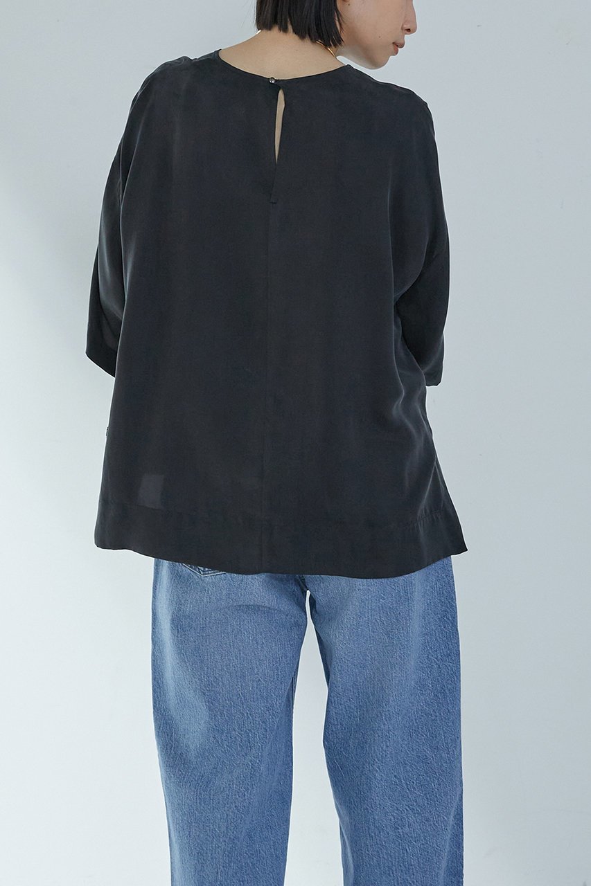 【プルミエ アロンディスモン/1er Arrondissement】のキュプラフィブリルTブラウス 人気、トレンドファッション・服の通販 founy(ファニー) 　ファッション　Fashion　レディースファッション　Fashion for Women　トップス・カットソー　Cut & Sew Tops　シャツ・ブラウス・オフィスカジュアル　Elegant Blouses & Button-Ups　とろみ　Fluid, Flowy Fabric　キュプラ　Cupro, Eco Fabric　ショート　Short, Short Length　シンプル　Simple, Minimal　スリット　Slit, Slit Detail　スリーブ　Sleeve, Long Sleeve / Short Sleeve　セットアップ　Set-Up, Coordinated Outfit　エレガント 上品　Elegant　other-7|ID: prp329100004045669 ipo3291000000032905704