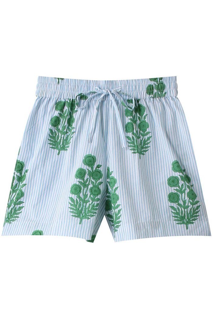 【エスゼット ブロックプリント/SZ Blockprints】のDRAWSTRING SHORTS POPPY ON THIN STRIPE ドロストショートパンツ インテリア・キッズ・メンズ・レディースファッション・服の通販 founy(ファニー) https://founy.com/ ファッション Fashion レディースファッション WOMEN パンツ Pants ハーフ / ショートパンツ Short Pants ショート Short ストライプ Stripe フォルム Form リゾート Resort ワイド Wide |ID: prp329100004046425 ipo3291000000027092559