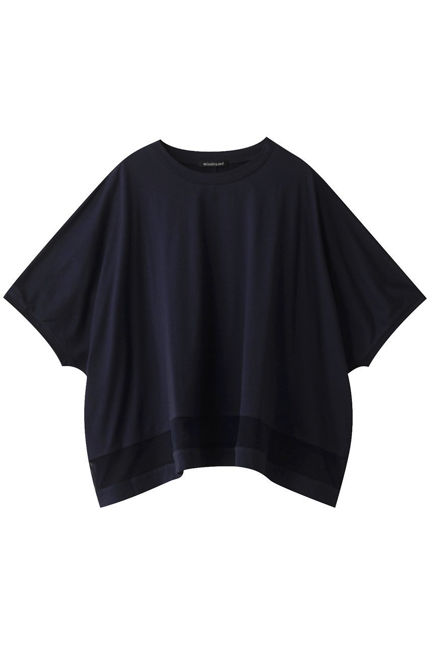 【ミズイロ インド/mizuiro ind】のmesh mix wide P/O プルオーバー インテリア・キッズ・メンズ・レディースファッション・服の通販 founy(ファニー) 　ファッション　Fashion　レディースファッション　Fashion for Women　トップス・カットソー　Cut & Sew Tops　シャツ・ブラウス・オフィスカジュアル　Elegant Blouses & Button-Ups　カジュアルプルオーバー・ニットトップス　Pullovers & Knit Tops / Casual Pullovers　おすすめ　Recommended / Our Picks　ショート　Short, Short Length　スリーブ　Sleeve, Long Sleeve / Short Sleeve　メッシュ　Mesh, Net Fabric　navy|ID: prp329100004046437 ipo3291000000032905277