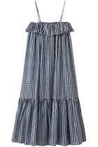 【エスゼット ブロックプリント/SZ Blockprints】のCICI DRESS SMALL GINGHAM ティアードキャミワンピース ネイビー|ID:prp329100004046481