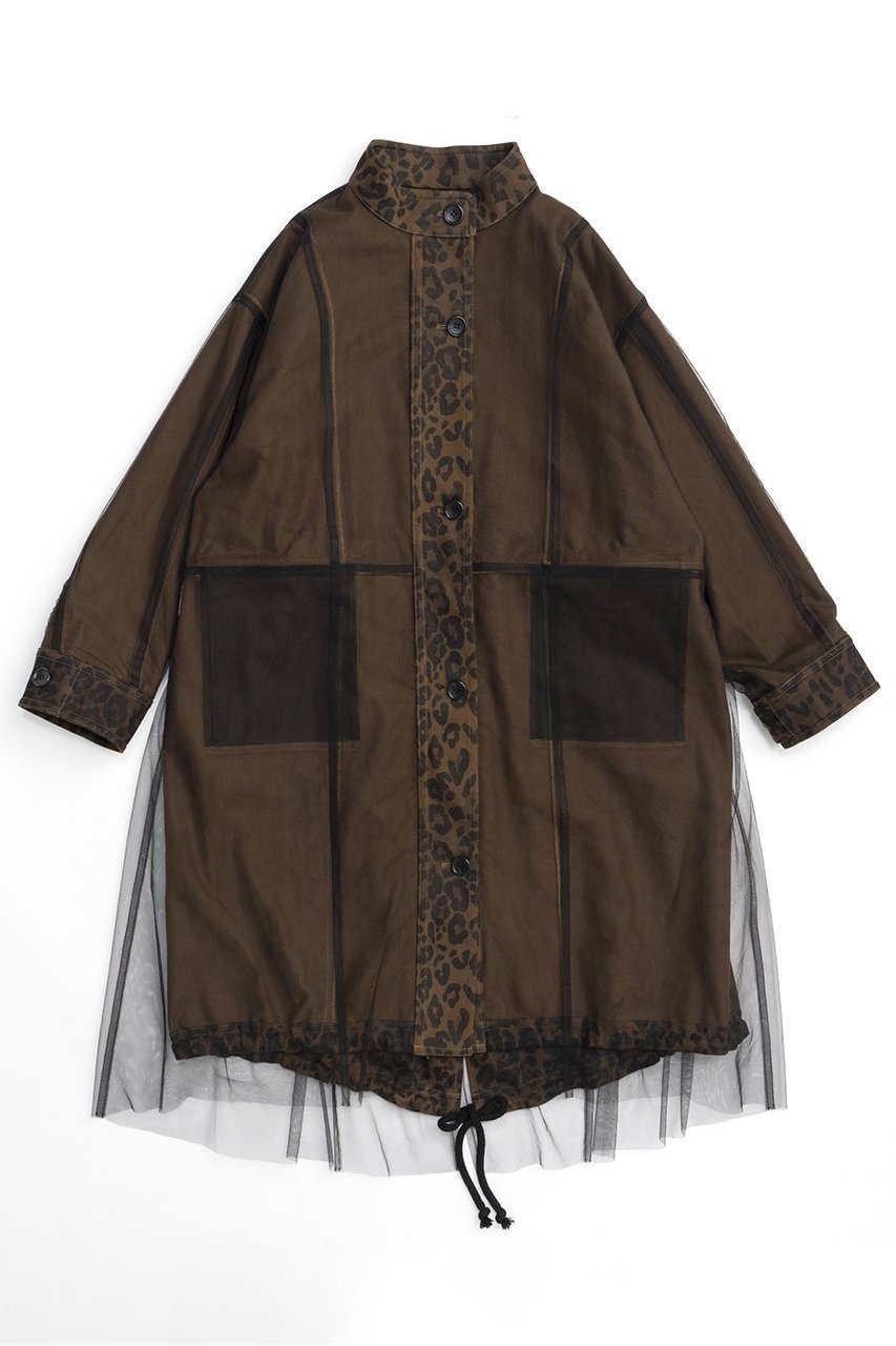 【メゾンスペシャル/MAISON SPECIAL】のReversible Leopard Tulle Mod Coat/リバーシブルレオパードチュールモッズコート 人気、トレンドファッション・服の通販 founy(ファニー) 　ファッション　Fashion　レディースファッション　Fashion for Women　アウター　Coat / Outerwear Collection　コート・ロングコート・ピーコート　Long Coats, Peacoats & More　モッズコート・ミリタリー風アウター　Mods & Field Coats　アニマル　Animal Print　チュール　Tulip, Tulip Motif　トレンド　Trend, Trending Now　ドッキング　Docking, Mixed Material　ミリタリー　Military, Army Style　モッズコート　Mods Coat, Military Parka　リバーシブル　Reversible, Two-Sided　レオパード　Leopard, Animal Print　ロング　Long, Long-Length　other-7|ID: prp329100004047342 ipo3291000000032948263