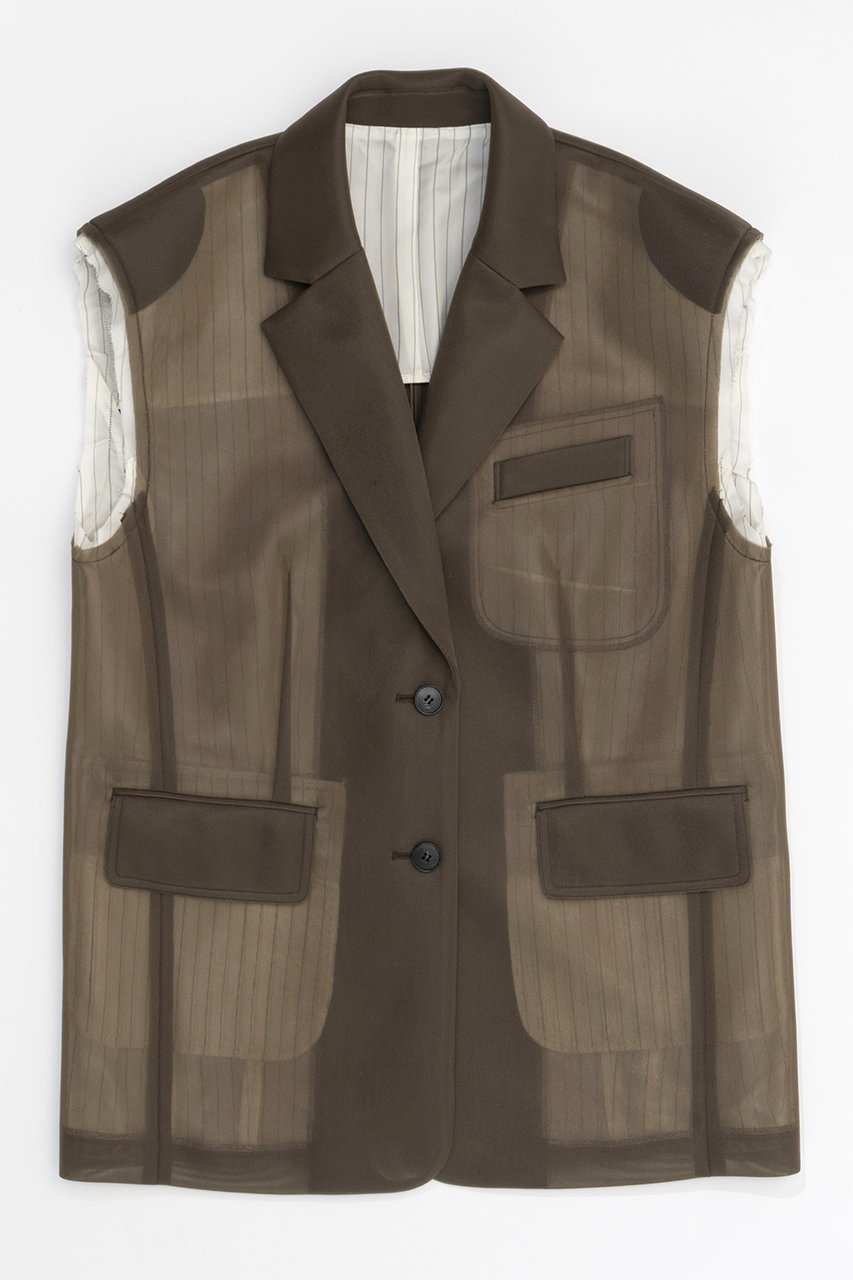 【メゾンスペシャル/MAISON SPECIAL】のSee-through Gilet/シースルージレ インテリア・キッズ・メンズ・レディースファッション・服の通販 founy(ファニー) 　ファッション　Fashion　レディースファッション　WOMEN　アウター　Coat Outerwear　ジャケット　Jackets　インナー　Inner　キュプラ　Cupra　ジャケット　Jacket　スウェット　Sweat　ストライプ　Stripe　タンク　Tank　ベスト　Vest　冬　Winter　別注　Special Order　夏　Summer　秋　Autumn/Fall　CML(キャメル)|ID: prp329100004047346 ipo3291000000027113421