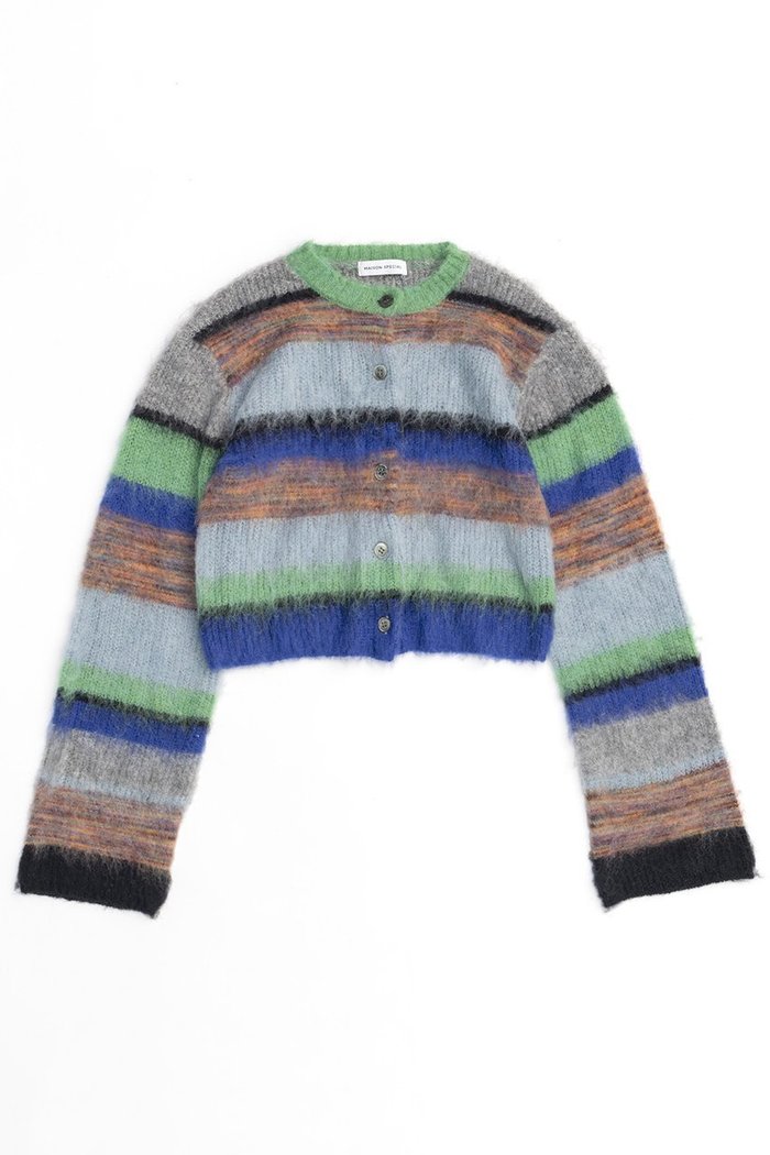 【メゾンスペシャル/MAISON SPECIAL】のMulti Border Short Length Knit Cardigan/マルチボーダーショートニットカーディガン インテリア・キッズ・メンズ・レディースファッション・服の通販 founy(ファウニー) https://founy.com/ ファッション Fashion レディースファッション Fashion for Women トップス・カットソー Cut & Sew Tops ニット Knit Tops & Sweaters カーディガン・羽織り Layered Style Cardigans カラフル Colorful Design カーディガン Cardigan, Knitwear コンパクト Compact, Small Size ボーダー Border, Stripe A/W・秋冬 Autumn/Winter |ID: prp329100004047368 ipo3291000000036007560