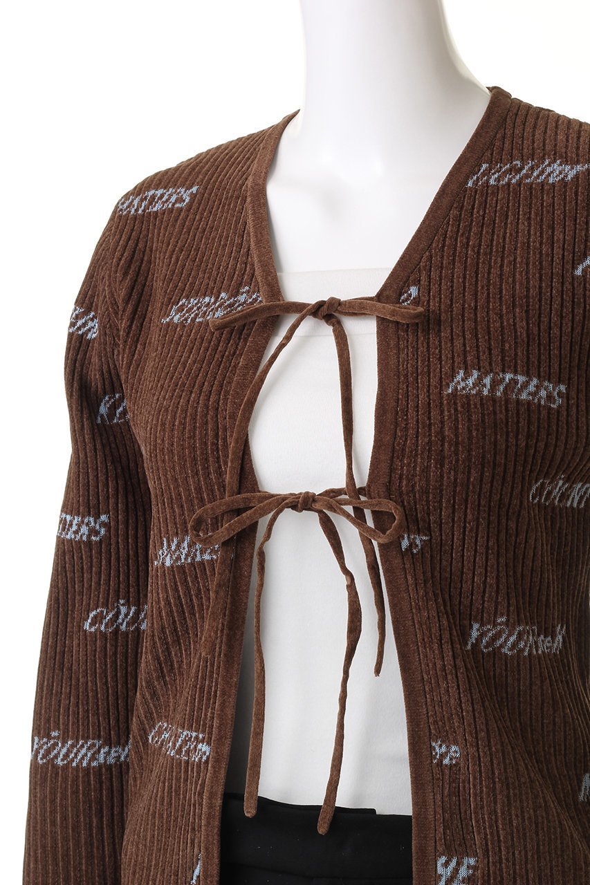 【メゾンスペシャル/MAISON SPECIAL】のLogo Jacquard Velor Rib Cardigan/ロゴジャガードベロアリブカーディガン 人気、トレンドファッション・服の通販 founy(ファニー) 　ファッション　Fashion　レディースファッション　WOMEN　トップス・カットソー　Tops/Tshirt　ニット　Knit Tops　カーディガン　Cardigans　ベロア　Velour　カーディガン　Cardigan　コンパクト　Compact　ジャカード　Jacquard　ストレート　Straight　スリット　Slit　フロント　Front　リボン　Ribbon　おすすめ　Recommend　other-5|ID: prp329100004047370 ipo3291000000031429154