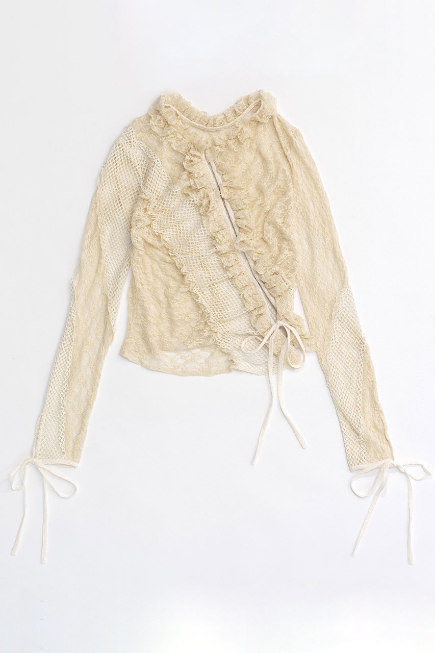 【メゾンスペシャル/MAISON SPECIAL】のLace Docking Frill Cardigan/レースドッキングフリルカーデ インテリア・キッズ・メンズ・レディースファッション・服の通販 founy(ファニー) 　ファッション　Fashion　レディースファッション　Fashion for Women　トップス・カットソー　Cut & Sew Tops　ニット　Knit Tops & Sweaters　カーディガン・羽織り　Layered Style Cardigans　インナー　Innerwear　カーディガン　Cardigan, Knitwear　コンパクト　Compact, Small Size　ドッキング　Docking, Mixed Material　バランス　Balance, Style Balance　フリル　Frill, Ruffle　メッシュ　Mesh, Net Fabric　レース　Lace, Lace Fabric　ロング　Long, Long-Length　羽織　Haori, Light Jacket　IVR(アイボリー)|ID: prp329100004047373 ipo3291000000036896506