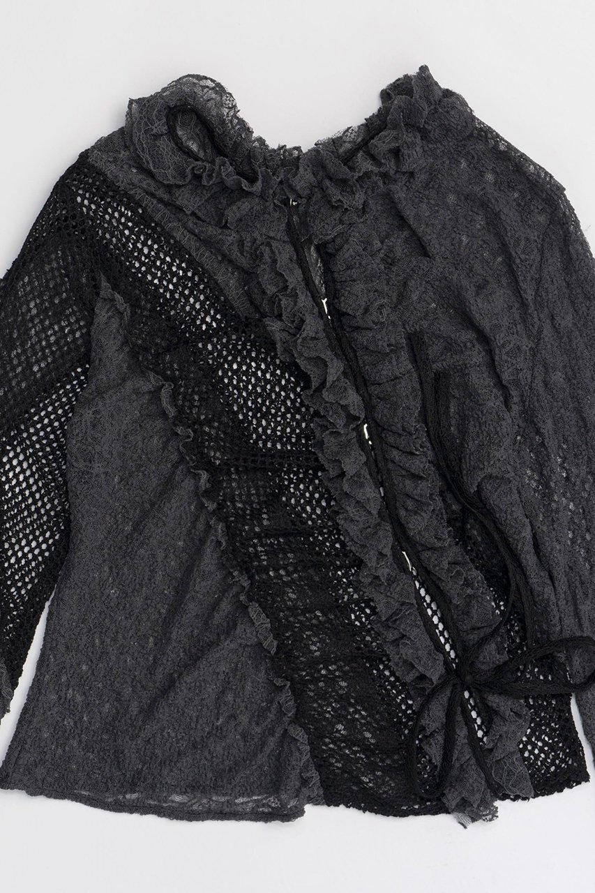 【メゾンスペシャル/MAISON SPECIAL】のLace Docking Frill Cardigan/レースドッキングフリルカーデ 人気、トレンドファッション・服の通販 founy(ファニー) 　ファッション　Fashion　レディースファッション　Fashion for Women　トップス・カットソー　Cut & Sew Tops　ニット　Knit Tops & Sweaters　カーディガン・羽織り　Layered Style Cardigans　インナー　Innerwear　カーディガン　Cardigan, Knitwear　コンパクト　Compact, Small Size　ドッキング　Docking, Mixed Material　バランス　Balance, Style Balance　フリル　Frill, Ruffle　メッシュ　Mesh, Net Fabric　レース　Lace, Lace Fabric　ロング　Long, Long-Length　羽織　Haori, Light Jacket　other-2|ID: prp329100004047373 ipo3291000000036896507