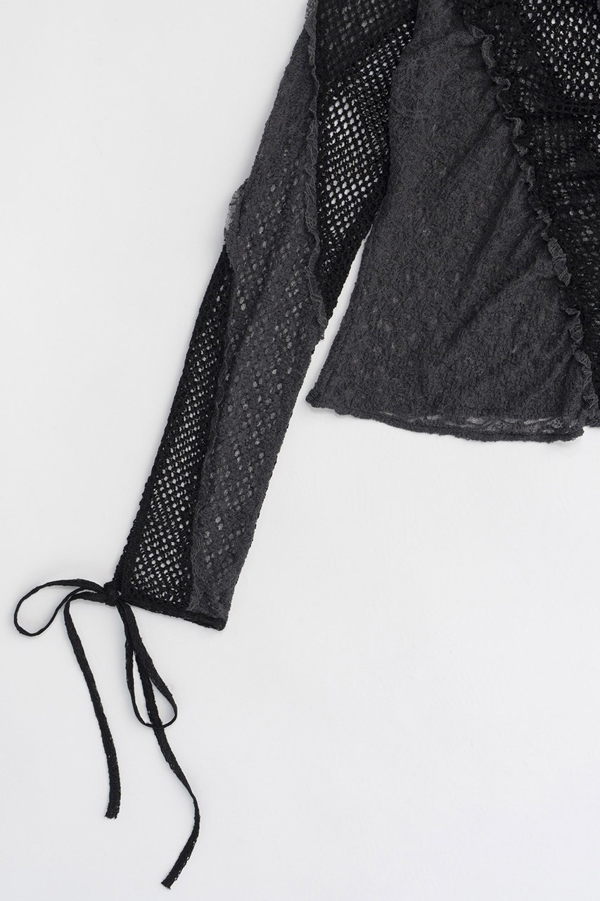 【メゾンスペシャル/MAISON SPECIAL】のLace Docking Frill Cardigan/レースドッキングフリルカーデ 人気、トレンドファッション・服の通販 founy(ファニー) 　ファッション　Fashion　レディースファッション　Fashion for Women　トップス・カットソー　Cut & Sew Tops　ニット　Knit Tops & Sweaters　カーディガン・羽織り　Layered Style Cardigans　インナー　Innerwear　カーディガン　Cardigan, Knitwear　コンパクト　Compact, Small Size　ドッキング　Docking, Mixed Material　バランス　Balance, Style Balance　フリル　Frill, Ruffle　メッシュ　Mesh, Net Fabric　レース　Lace, Lace Fabric　ロング　Long, Long-Length　羽織　Haori, Light Jacket　other-4|ID: prp329100004047373 ipo3291000000036896509