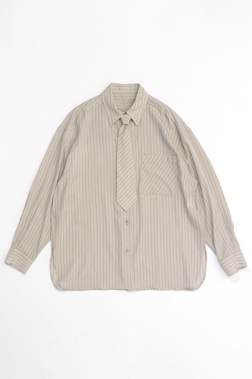 【メゾンスペシャル/MAISON SPECIAL】のStripe Tie Shirt/ストライプネクタイシャツ インテリア・キッズ・メンズ・レディースファッション・服の通販 founy(ファニー) 　ファッション　Fashion　レディースファッション　WOMEN　トップス・カットソー　Tops/Tshirt　シャツ/ブラウス　Shirts/Blouses　おすすめ　Recommend　ストライプ　Stripe　スリーブ　Sleeve　トレンド　Trend　ロング　Long　エレガント 上品　Elegant　羽織　Haori　BGE(ベージュ)|ID: prp329100004047375 ipo3291000000027113506