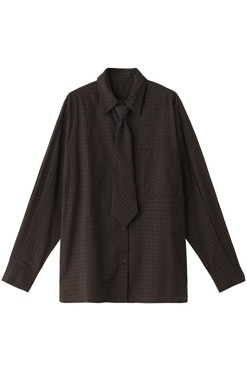 【メゾンスペシャル/MAISON SPECIAL】のTie Shirt/ネクタイシャツ インテリア・キッズ・メンズ・レディースファッション・服の通販 founy(ファニー) 　ファッション　Fashion　レディースファッション　WOMEN　トップス・カットソー　Tops/Tshirt　シャツ/ブラウス　Shirts/Blouses　ストライプ　Stripe　スリーブ　Sleeve　チェック　Check　トレンド　Trend　羽織　Haori　ロング　Long　おすすめ　Recommend　エレガント 上品　Elegant　BRN(ブラウン)|ID: prp329100004047375 ipo3291000000029410167