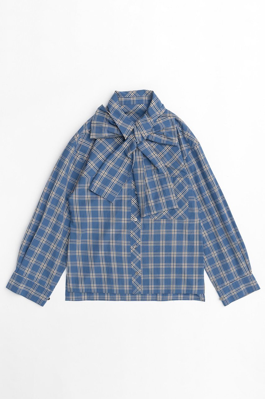 【メゾンスペシャル/MAISON SPECIAL】のBig Ribbon Shirt/ビッグリボンシャツ インテリア・キッズ・メンズ・レディースファッション・服の通販 founy(ファニー) 　ファッション　Fashion　レディースファッション　WOMEN　トップス・カットソー　Tops/Tshirt　シャツ/ブラウス　Shirts/Blouses　カフス　Cuffs　グラデーション　Gradation　ストライプ　Stripe　スリーブ　Sleeve　タイプライター　Typewriter　チェック　Check　トレンド　Trend　バイアス　Bias　パターン　Pattern　ベスト　Vest　モノトーン　Monotone　ヨーク　Yoke　リボン　Ribbon　レギュラー　Regular　ロング　Long　ワッシャー　Washer　おすすめ　Recommend　エレガント 上品　Elegant　BLU(ブルー)|ID: prp329100004047378 ipo3291000000027113516