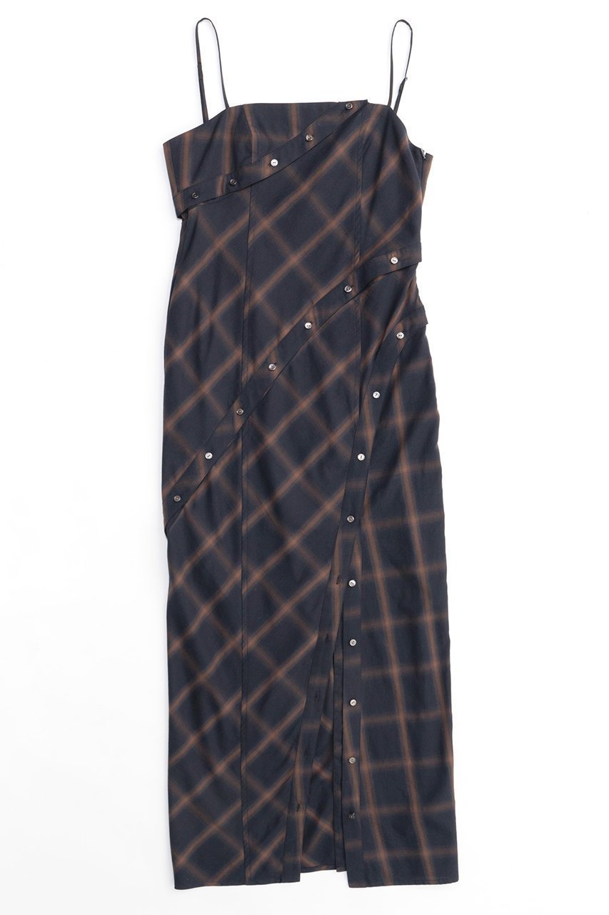 【メゾンスペシャル/MAISON SPECIAL】のButton Slit Checkered Camisole Maxidresses/ボタンスリットチェックキャミワンピース インテリア・キッズ・メンズ・レディースファッション・服の通販 founy(ファニー) 　ファッション　Fashion　レディースファッション　WOMEN　ワンピース　Dress　ドレス　Party Dresses　キャミワンピース　No Sleeve Dresses　チュニック　Tunic　インナー　Inner　ガーリー　Girly　スリット　Slit　チェック　Check　チュニック　Tunic　ドレープ　Drape　フリル　Frills　レース　Race　ロング　Long　A/W・秋冬　Aw・Autumn/Winter・Fw・Fall-Winter　再入荷　Restock/Back In Stock/Re Arrival　おすすめ　Recommend　NVY(ネイビー)|ID: prp329100004047382 ipo3291000000027113530