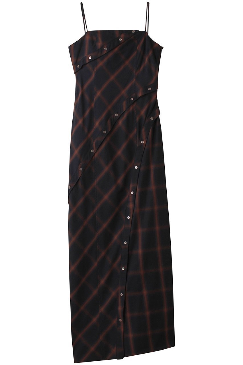 【メゾンスペシャル/MAISON SPECIAL】のButton Slit Checkered Camisole Maxidresses/ボタンスリットチェックキャミワンピース インテリア・キッズ・メンズ・レディースファッション・服の通販 founy(ファニー) 　ファッション　Fashion　レディースファッション　Fashion for Women　ワンピース　Dresses　フォーマル・パーティードレス・結婚式用ドレス　Elegant & Casual Dresses　キャミソールワンピース　Camisole Dresses　チュニック　Tunic Tops & Dresses　インナー　Innerwear　ガーリー　Girly, Feminine Style　スリット　Slit, Slit Detail　チェック　Check, Plaid, Tartan　チュニック　Tunic, Long Top　ドレープ　Drape, Draping Fabric　フリル　Frill, Ruffle　レース　Lace, Lace Fabric　ロング　Long, Long-Length　A/W・秋冬　Autumn/Winter　おすすめ　Recommended / Our Picks　NVY(ネイビー)|ID: prp329100004047382 ipo3291000000032891005
