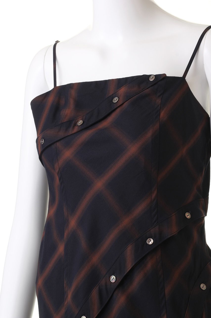 【メゾンスペシャル/MAISON SPECIAL】のButton Slit Checkered Camisole Maxidresses/ボタンスリットチェックキャミワンピース 人気、トレンドファッション・服の通販 founy(ファニー) 　ファッション　Fashion　レディースファッション　Fashion for Women　ワンピース　Dresses　フォーマル・パーティードレス・結婚式用ドレス　Elegant & Casual Dresses　キャミソールワンピース　Camisole Dresses　チュニック　Tunic Tops & Dresses　インナー　Innerwear　ガーリー　Girly, Feminine Style　スリット　Slit, Slit Detail　チェック　Check, Plaid, Tartan　チュニック　Tunic, Long Top　ドレープ　Drape, Draping Fabric　フリル　Frill, Ruffle　レース　Lace, Lace Fabric　ロング　Long, Long-Length　A/W・秋冬　Autumn/Winter　おすすめ　Recommended / Our Picks　other-5|ID: prp329100004047382 ipo3291000000032891018