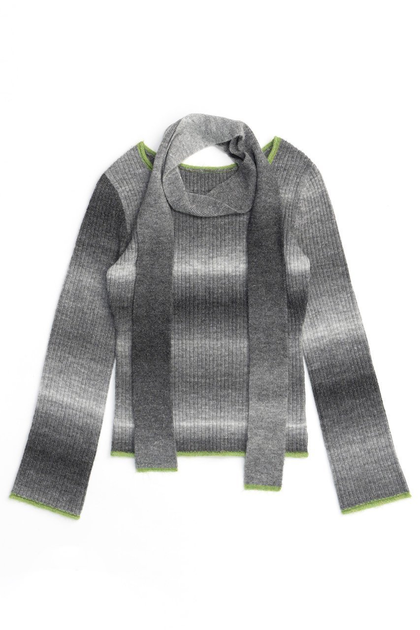 【メゾンスペシャル/MAISON SPECIAL】のWith Muffler Gradient Knit Tops/マフラー付キグラデーションニットトップス インテリア・キッズ・メンズ・レディースファッション・服の通販 founy(ファニー) 　ファッション　Fashion　レディースファッション　Fashion for Women　トップス・カットソー　Cut & Sew Tops　ニット　Knit Tops & Sweaters　カジュアルプルオーバー・ニットトップス　Pullovers & Knit Tops / Casual Pullovers　マフラー・スヌード / 冬小物の定番　Scarves & Mufflers　カラフル　Colorful Design　グラデーション　Gradient, Ombre　シンプル　Simple, Minimal　デコルテ　Décolleté, Neckline　マフラー　Scarf, Muffler　A/W・秋冬　Autumn/Winter　GRY(グレー)|ID: prp329100004047396 ipo3291000000032936559