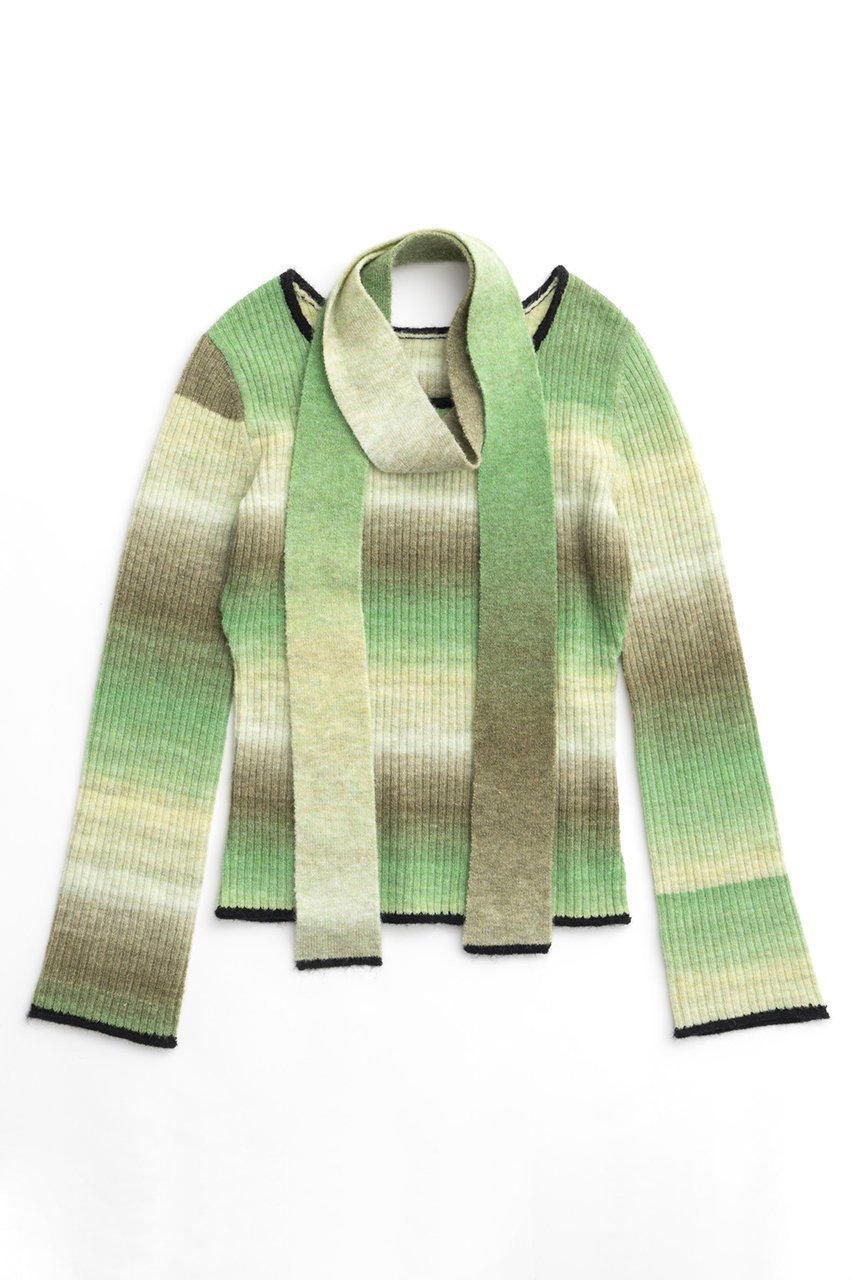 【メゾンスペシャル/MAISON SPECIAL】のWith Muffler Gradient Knit Tops/マフラー付キグラデーションニットトップス インテリア・キッズ・メンズ・レディースファッション・服の通販 founy(ファニー) 　ファッション　Fashion　レディースファッション　Fashion for Women　トップス・カットソー　Cut & Sew Tops　ニット　Knit Tops & Sweaters　カジュアルプルオーバー・ニットトップス　Pullovers & Knit Tops / Casual Pullovers　マフラー・スヌード / 冬小物の定番　Scarves & Mufflers　カラフル　Colorful Design　グラデーション　Gradient, Ombre　シンプル　Simple, Minimal　デコルテ　Décolleté, Neckline　マフラー　Scarf, Muffler　A/W・秋冬　Autumn/Winter　GRN(グリーン)|ID: prp329100004047396 ipo3291000000032936577