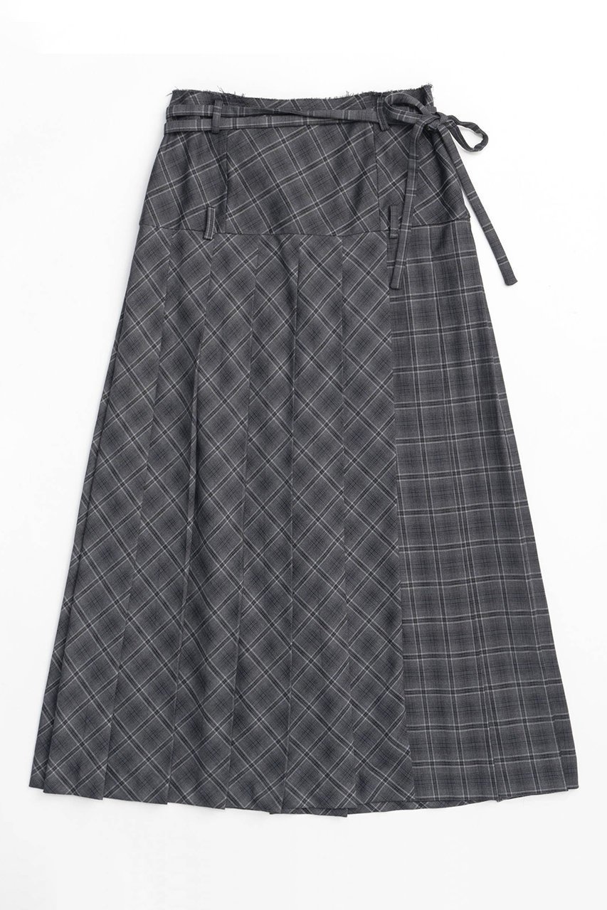 【メゾンスペシャル/MAISON SPECIAL】のLow Waist Maxi Pleated Skirt/ローウエストマキシプリーツスカート インテリア・キッズ・メンズ・レディースファッション・服の通販 founy(ファニー) 　ファッション　Fashion　レディースファッション　WOMEN　スカート　Skirt　プリーツスカート　Pleated Skirts　ロングスカート　Long Skirt　おすすめ　Recommend　スリット　Slit　チェック　Check　プリーツ　Pleats　ループ　Loop　ロング　Long　エレガント 上品　Elegant　GRY(グレー)|ID: prp329100004047401 ipo3291000000027113602