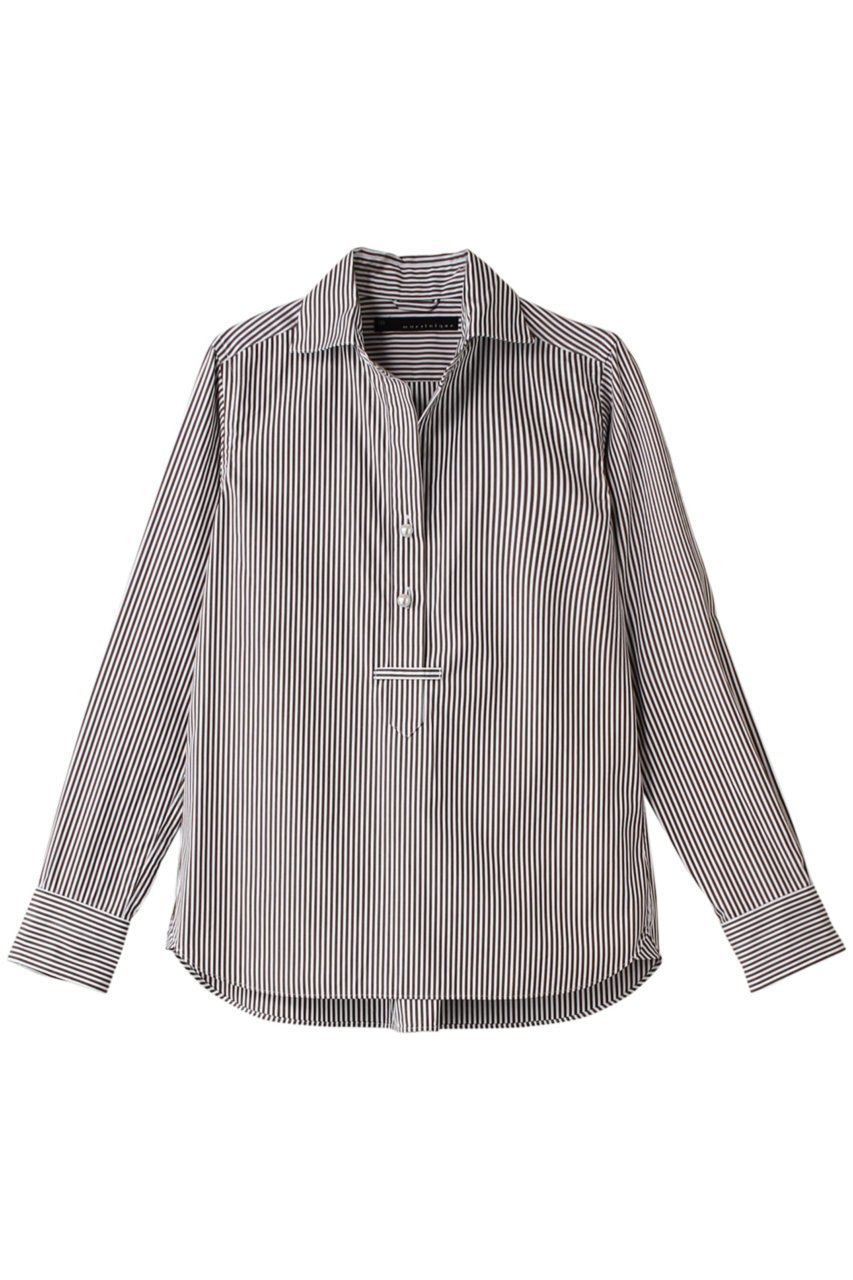 【マルティニーク/martinique】のパールスキッパー インテリア・キッズ・メンズ・レディースファッション・服の通販 founy(ファニー) 　ファッション　Fashion　レディースファッション　Fashion for Women　トップス・カットソー　Cut & Sew Tops　シャツ・ブラウス・オフィスカジュアル　Elegant Blouses & Button-Ups　おすすめ　Recommended / Our Picks　イタリア　Italy　スキッパー　Skipper, Open Collar　ストレッチ　Stretch, Stretchy Fabric　スリーブ　Sleeve, Long Sleeve / Short Sleeve　バランス　Balance, Style Balance　パール　Pearl, Pearl Accent　マニッシュ　Mannish, Boyish　ロング　Long, Long-Length　今季　This Season, Current Season　定番　Standard, Basic Item　無地　Plain, Solid Color　秋　Autumn　ストライプB|ID: prp329100004047449 ipo3291000000032891421