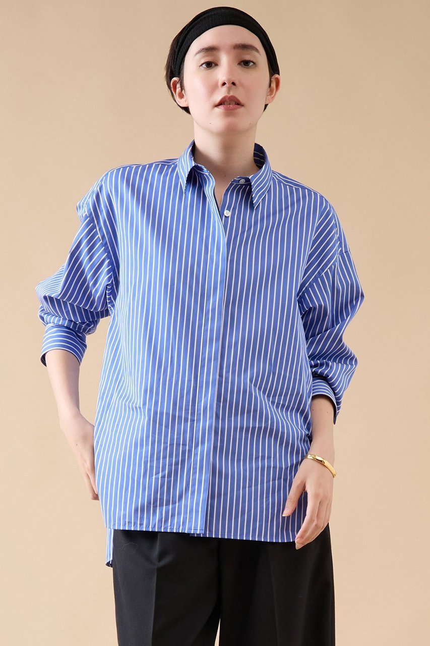 【マルティニーク/martinique】のESSENTIALスタンダードシャツ インテリア・キッズ・メンズ・レディースファッション・服の通販 founy(ファニー) 　ファッション　Fashion　レディースファッション　Fashion for Women　トップス・カットソー　Cut & Sew Tops　シャツ・ブラウス・オフィスカジュアル　Elegant Blouses & Button-Ups　おすすめ　Recommended / Our Picks　スタンダード　Standard, Basic　スリーブ　Sleeve, Long Sleeve / Short Sleeve　タイトスカート　Pencil Skirt, Tight Skirt　フォルム　Silhouette, Form　ベーシック　Basic, Essential　ロング　Long, Long-Length　ブルーストライプ|ID: prp329100004047454 ipo3291000000035830129