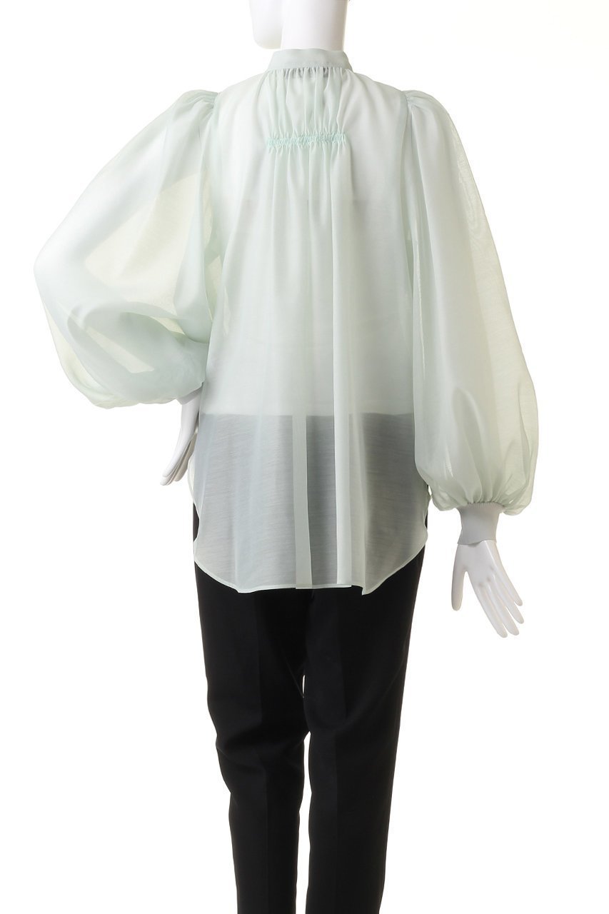 【ヒューエルミュージアム/hueLe Museum】の【STUMBLY】シアーオーガンジーブラウス 人気、トレンドファッション・服の通販 founy(ファニー) 　ファッション　Fashion　レディースファッション　Fashion for Women　トップス・カットソー　Cut & Sew Tops　シャツ・ブラウス・オフィスカジュアル　Elegant Blouses & Button-Ups　ギャザー　Gathered, Ruffled　ショルダー　Shoulder, Shoulder Strap　スリーブ　Sleeve, Long Sleeve / Short Sleeve　フェミニン　Feminine, Girly　ボトルネック　Bottle Neck, Mock Neck　ロング　Long, Long-Length　other-4|ID: prp329100004048722 ipo3291000000032905480