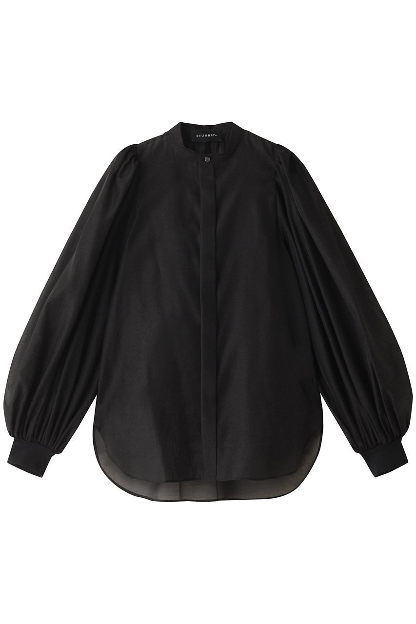 【ヒューエルミュージアム/hueLe Museum】の【STUMBLY】シアーオーガンジーブラウス インテリア・キッズ・メンズ・レディースファッション・服の通販 founy(ファニー) ファッション Fashion レディースファッション Fashion for Women トップス・カットソー Cut & Sew Tops シャツ・ブラウス・オフィスカジュアル Elegant Blouses & Button-Ups ギャザー Gathered, Ruffled ショルダー Shoulder, Shoulder Strap スリーブ Sleeve, Long Sleeve / Short Sleeve フェミニン Feminine, Girly ボトルネック Bottle Neck, Mock Neck ロング Long, Long-Length ブラック|ID: prp329100004048722 ipo3291000000036842155