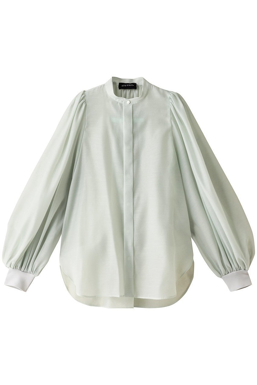 【ヒューエルミュージアム/hueLe Museum】の【STUMBLY】シアーオーガンジーブラウス インテリア・キッズ・メンズ・レディースファッション・服の通販 founy(ファニー) ファッション Fashion レディースファッション Fashion for Women トップス・カットソー Cut & Sew Tops シャツ・ブラウス・オフィスカジュアル Elegant Blouses & Button-Ups ギャザー Gathered, Ruffled ショルダー Shoulder, Shoulder Strap スリーブ Sleeve, Long Sleeve / Short Sleeve フェミニン Feminine, Girly ボトルネック Bottle Neck, Mock Neck ロング Long, Long-Length ライトグリーン|ID: prp329100004048722 ipo3291000000036842160