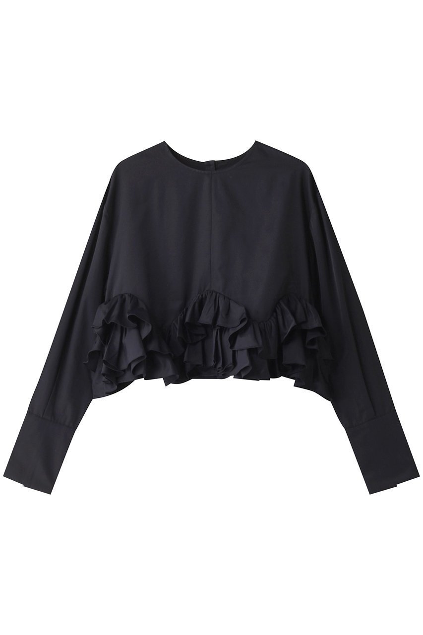 【マリリンムーン/MARILYN MOON】の2wayスパイラルタフタブラウス インテリア・キッズ・メンズ・レディースファッション・服の通販 founy(ファニー) 　ファッション　Fashion　レディースファッション　Fashion for Women　トップス・カットソー　Cut & Sew Tops　シャツ・ブラウス・オフィスカジュアル　Elegant Blouses & Button-Ups　ショート　Short, Short Length　シンプル　Simple, Minimal　スリーブ　Sleeve, Long Sleeve / Short Sleeve　タフタ　Taffeta, Structured Fabric　フリル　Frill, Ruffle　ロング　Long, Long-Length　エレガント 上品　Elegant　ネイビー|ID: prp329100004049539 ipo3291000000032899835