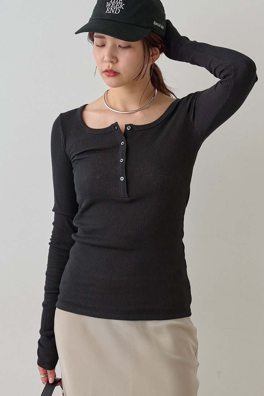 【ガリャルダガランテ/GALLARDAGALANTE】のヘンリーネックロングスリーブTee 人気、トレンドファッション・服の通販 founy(ファニー) 　ファッション　Fashion　レディースファッション　Fashion for Women　トップス・カットソー　Cut & Sew Tops　シャツ・ブラウス・オフィスカジュアル　Elegant Blouses & Button-Ups　ロングTシャツ・Tシャツ　Longline T-Shirts & Tees　カットソー・ベーシックTシャツ　Cut-and-Sewn Tops / Stretch Tees & Basics　インナー　Innerwear　コンパクト　Compact, Small Size　スリーブ　Sleeve, Long Sleeve / Short Sleeve　ロング　Long, Long-Length　other-2|ID: prp329100004050134 ipo3291000000031379671